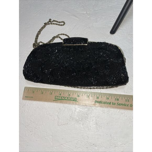 Vintage Black‎ Beaded Evening Clutch Purse - Picture 5 of 6